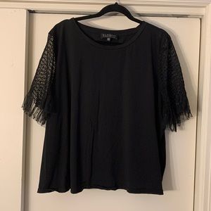 Eloquii Black Tulle Sleeve Tee